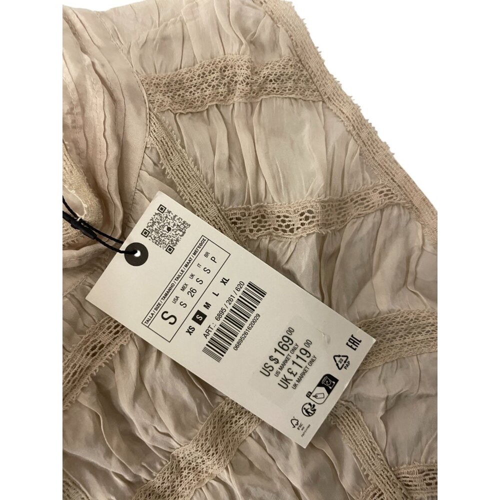 Zara ZW collection Womens Maxi Dress S Pink Lace Halter Crochet 6895/261 NWT - Picture 7 of 16